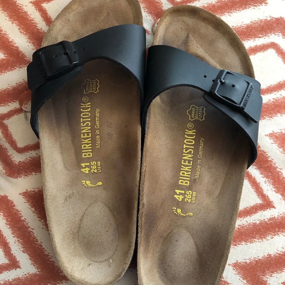 BIRKENSTOCK BLACK MADRID SANDALS SIZE 10